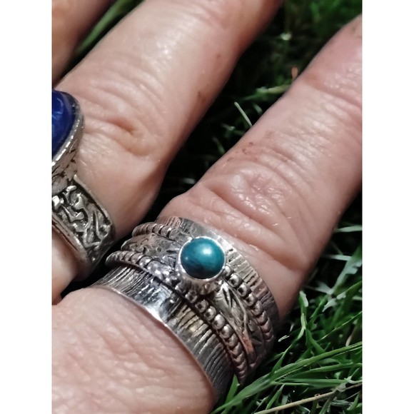 Sterling silver and turquoise spinner ring - Picture 1 of 1